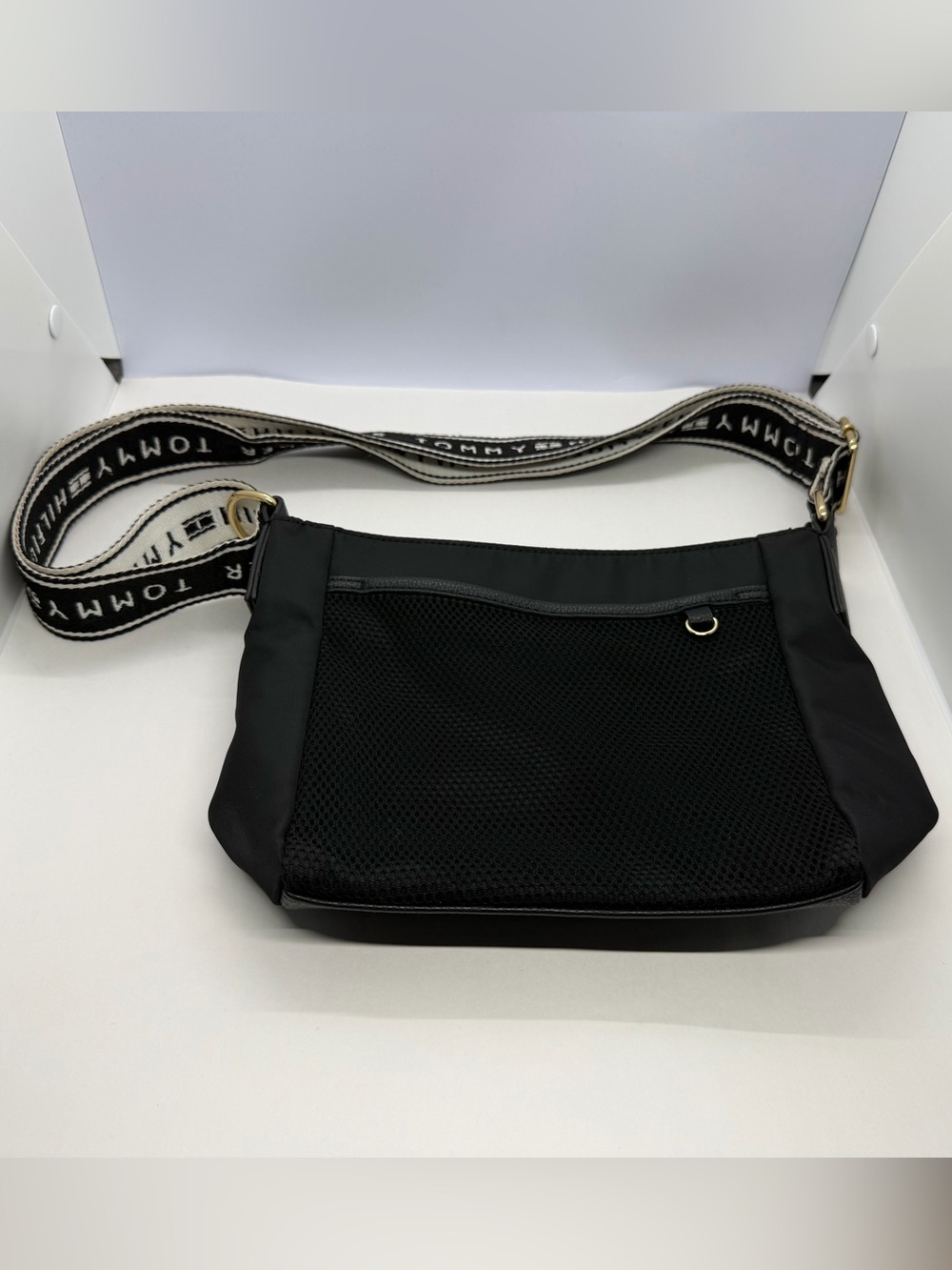 Tommy Hilfiger Black Crossbody Messenger with Branded Webbing Strap